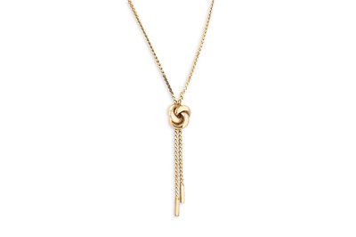 Lot 277 - A 9CT GOLD NECKLACE, lariat style, 7.8 g.