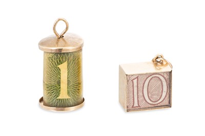 Lot 236 - TWO VINTAGE 9CT GOLD MOUNTED 'EMERGENCY MONEY'...