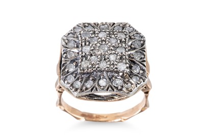 Lot 106 - A DIAMOND RING, the shaped plaque set with...