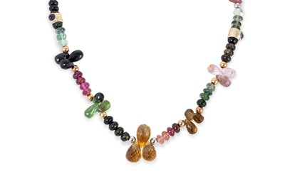 Lot 209 - A TOURMALINE AND GEM-SET NECKLACE, the...