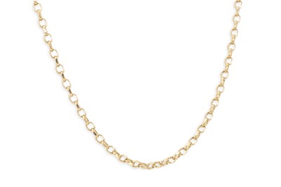 Lot 164 - A 9CT GOLD BELCHER LINK NECK CHAIN, 10.74 g.