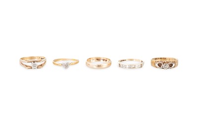 Lot 166 - FOUR 9CT GOLD RINGS, 9.56 g, together with an...