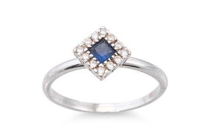 Lot 223 - A SQUARE CLUSTER RING, mounted in 18ct white...