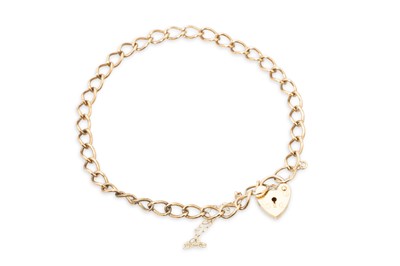 Lot 224 - A 9CT YELLOW GOLD FANCY CURB LINK BRACELET,...
