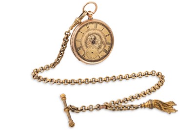 Lot 387 - AN ANTIQUE 14CT GOLD CASED POCKET WATCH,...