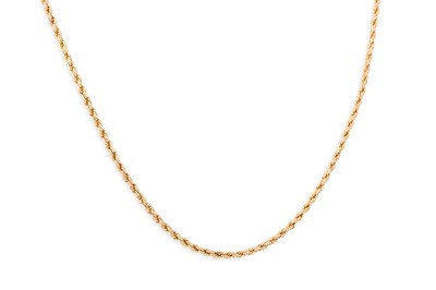 Lot 90 - A 14CT YELLOW GOLD ROPE LINK NECK CHAIN AND...
