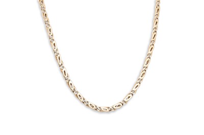 Lot 347 - A 9CT YELLOW GOLD FLAT FANCY FIGARO NECKLACE,...