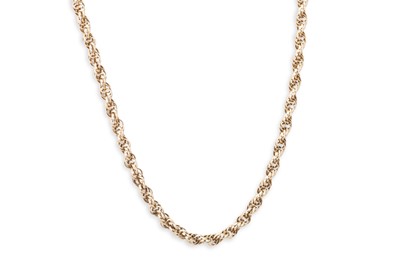 Lot 349 - A 9CT YELLOW GOLD FANCY ROPE LINK NECK CHAIN,...