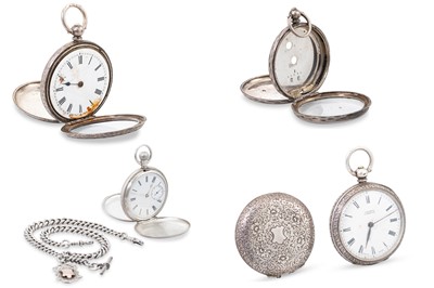 Lot 351 - A STERLING SILVER FULL HUNTER POCKET WATCH,...