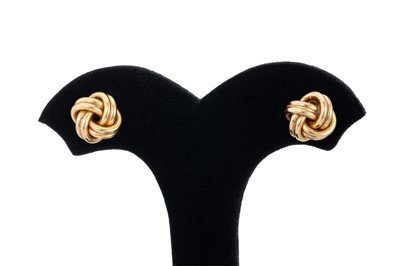 Lot 11 - A PAIR OF GOLD EARRINGS, in the form of a knot,...