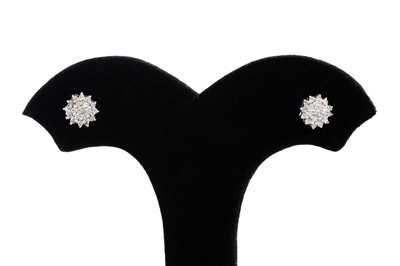 Lot 22 - A PAIR OF DIAMOND CLUSTER EARRINGS, the round...