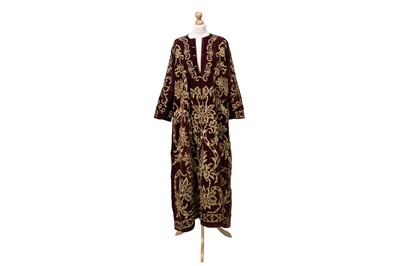 Lot 92 - AN EMBELLISHED HEAVY VELVET CAFTAN, lined in...