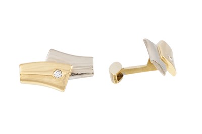 Lot 385 - A PAIR OF DIAMOND SET TWO COLOUR GOLD...