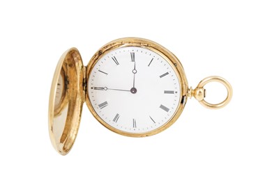 Lot 10 - AN ANTIQUE 18CT GOLD FULL HUNTER POCKET WATCH,...
