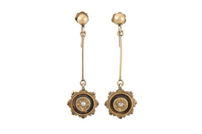 Lot 55 - A PAIR OF ANTIQUE SEED PEARL SET DROP EARRINGS,...