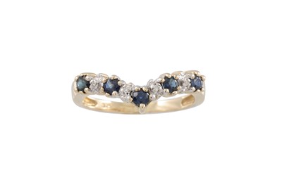 Lot 69 - A DIAMOND AND SAPPHIRE WISHBONE HALF ETERNITY...