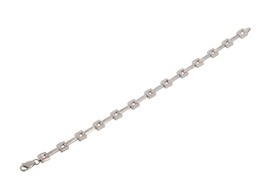 Lot 163 - A 9CT WHITE GOLD BRACELET, square links, 9.2 g