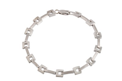 Lot 163 - A 9CT WHITE GOLD BRACELET, square links, 9.2 g