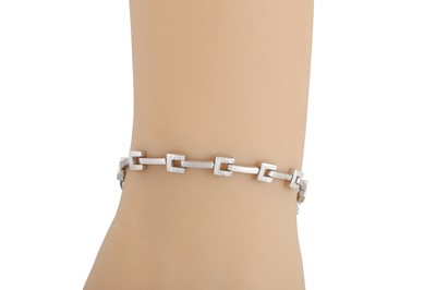 Lot 163 - A 9CT WHITE GOLD BRACELET, square links, 9.2 g