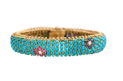 Lot 82 - A MID 20TH CENTURY TURQUOISE, RUBY AND DIAMOND...