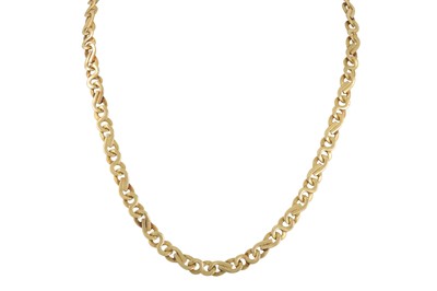 Lot 361 - AN 18CT GOLD FANCY LINK NECK CHAIN, 'S' shaped...