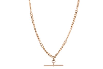 Lot 365 - AN ANTIQUE 9CT GOLD ALBERT NECKLACE, with...