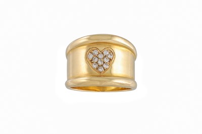 Lot 202 - AN 18CT GOLD RING, set with a pave diamond...