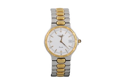 Lot 388 - A GENT'S STAINLESS STEEL AND GOLD PLATED...