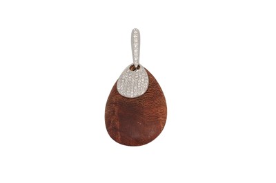 Lot 5 - AN ITALIAN DIAMOND AND WOOD PENDANT, of...