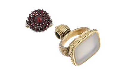 Lot 206 - AN ANTIQUE GOLD FOB, together with a gold and...