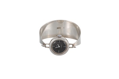 Lot 147 - A STERLING SILVER WATCH BANGLE, with detachale...