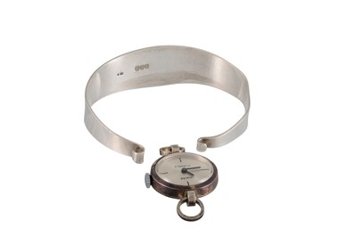 Lot 445 - A STERLING SILVER WATCH BANGLE, with...