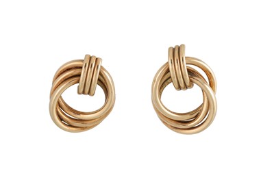 Lot 174 - A PAIR OF 9CT GOLD KNOT EARRINGS, butterfly backs