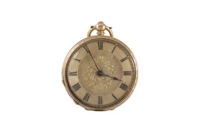 Lot 388 - AN ANTIQUE 18CT GOLD OPEN FACED FOB WATCH,...