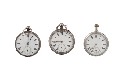 Lot 391 - A COLLECTION OF THREE ANTIQUE OPEN FACE POCKET...