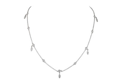 Lot 293 - A DIAMOND NECKLACE, the collet set brilliant...