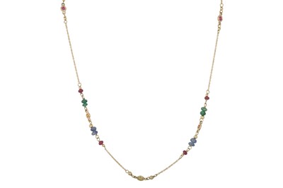 Lot 295 - A RUBY, SAPPHIRE AND EMERALD NECKLACE, the...