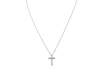 Lot 324 - A DIAMOND SET CROSS, mounted in white gold, on...