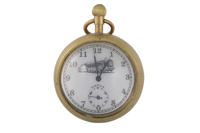 Lot 448 - A BRASS FRAMED BUBBLE CLOCK, Omega movement