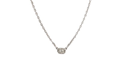 Lot 24 - A DIAMOND SET PENDANT, mounted white gold, on...