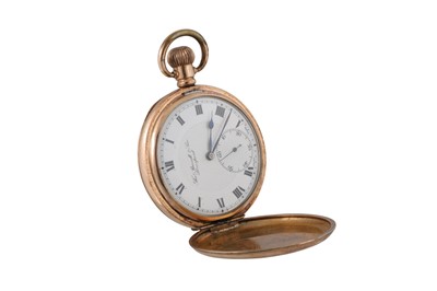 Lot 438 - AN EDWARDIAN GOLD PLATED FULL HUNTER POCKET...