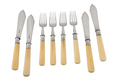Lot 441 - A SET OF FOUR EDWARDIAN SILVER BONE HANDLED...