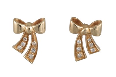 Lot 303 - A PAIR OF DIAMOND SET EARRINGS, modelled as...