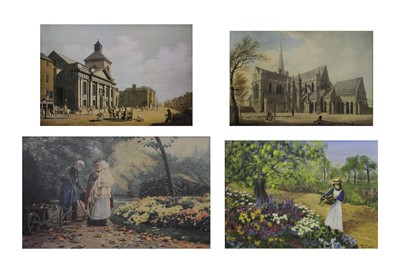 Lot 531 - ROISIN BOUCHIER, GIRL PICKING FLOWERS, OIL ON...