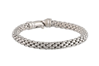 Lot 93 - AN 18CT WHITE GOLD BRACELET, plaited links,...