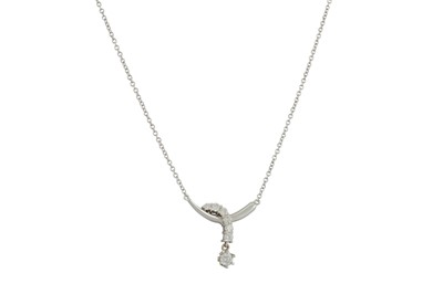 Lot 98 - A DIAMOND DROP PENDANT, suspended from an 18ct...