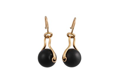Lot 103 - A PAIR OF HERMÈS EARRINGS, the onyx beads...