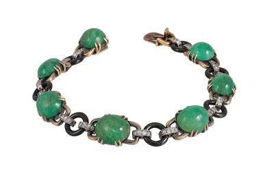 Lot 105 - AN ART DECO CHAUMET BRACELET, the cabochon...