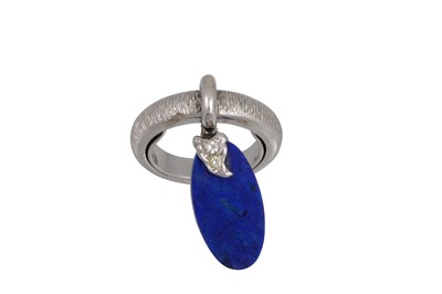 Lot 113 - A FRED PARIS LAPIS LAZULI AND DIAMOND RING,...