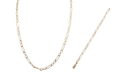 Lot 165 - A 9CT BRACELET AND MATCHING NECK CHAIN, of...